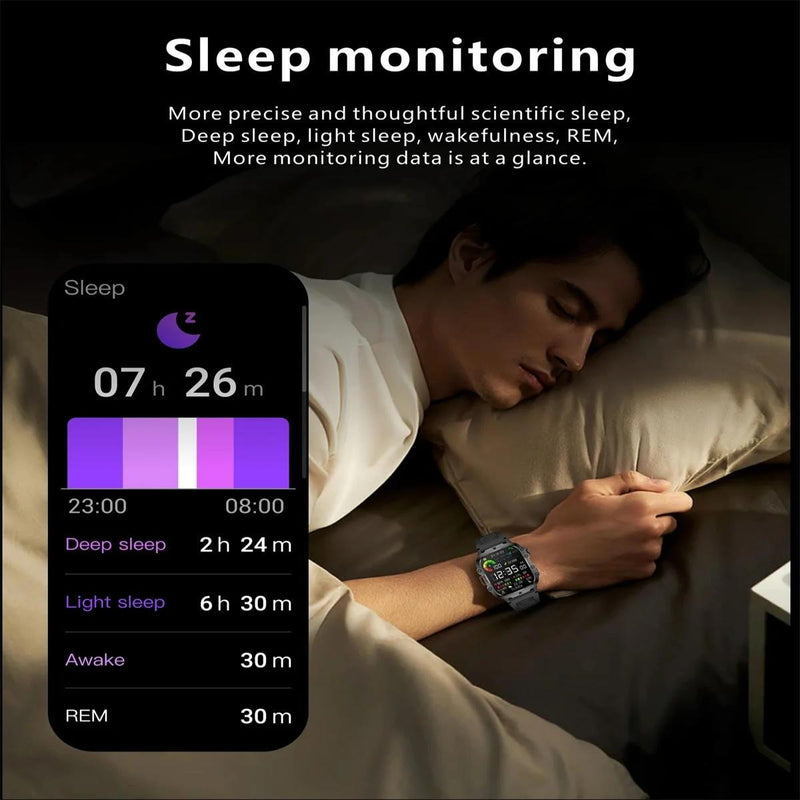 1.96 Inch Colour Screen Smart Watch Silicone Strap Support Bluetooth Call - Black