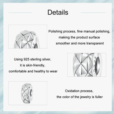925 Sterling Silver Diy Bracelet Clip Diamond Pattern