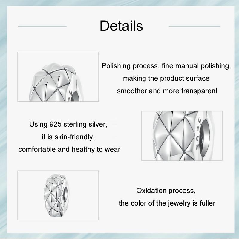 925 Sterling Silver Diy Bracelet Clip Diamond Pattern