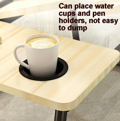 Adjustable Folding Laptop Desk With Cup Holder - Four-Speed Lifting Table For Dorms - Pink