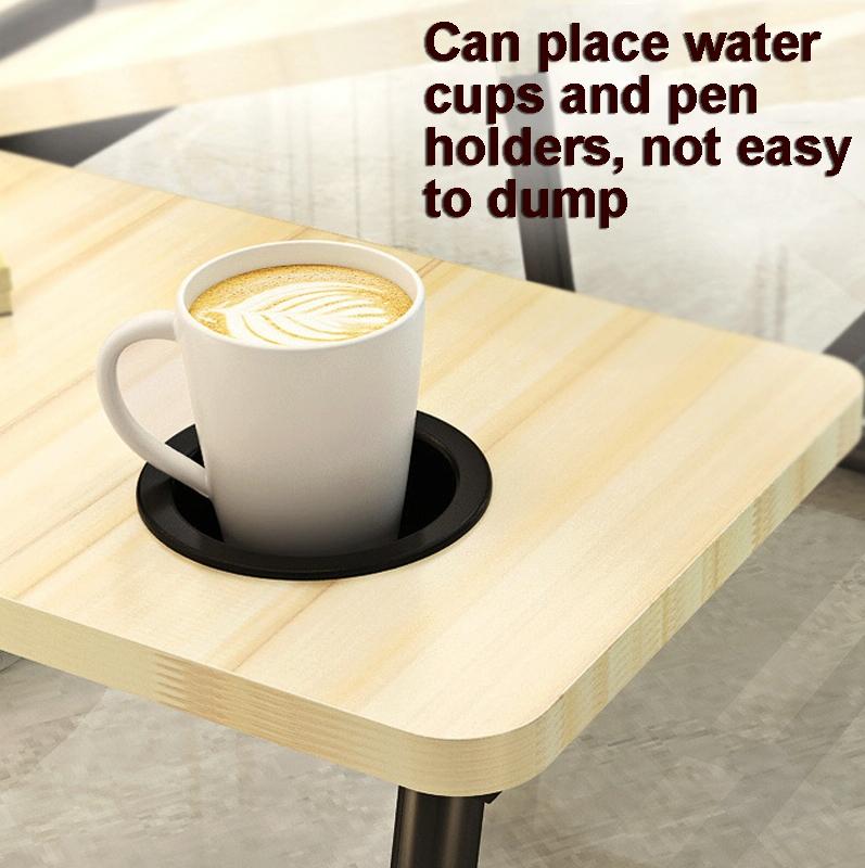 Adjustable Folding Laptop Desk With Cup Holder - Four-Speed Lifting Table For Dorms - Pink