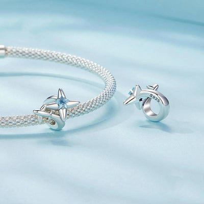 925 Sterling Silver Oxidized Airplane Starburst Beads