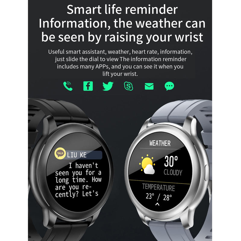 1.3 Inch Ips Colour Screen Ip67 Waterproof Smart Watch Support Sleep Monitor / Heart Rate Monitor / Blood Pressure Monitor - Black