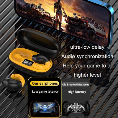 Wireless Ear Clip Bluetooth Headset with Led Display - Noise Reduction