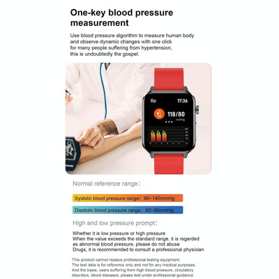 1.7 Inch Tft Colour Screen Ip68 Waterproof Smart Watch Support Blood Oxygen Monitoring / Body Temperature Monitoring / Ai Medical Diagnosis - Leather Strap - Black