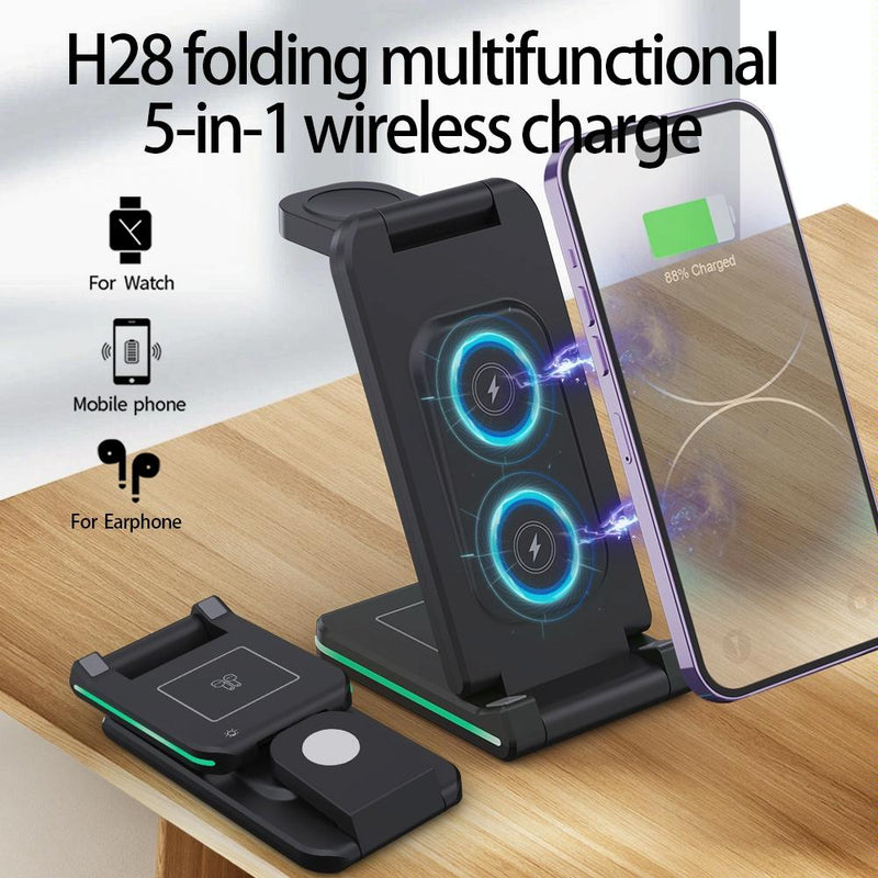 5 In 1 Foldable Wireless Charger 15W Black