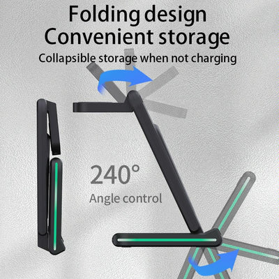 5 In 1 Foldable Wireless Charger 15W Black