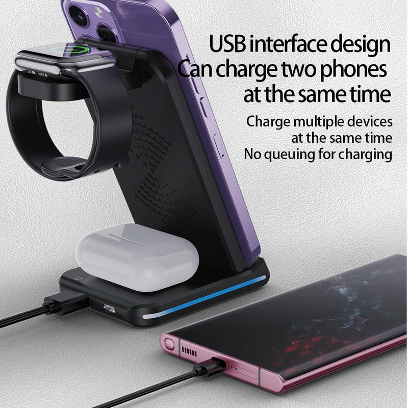 5 In 1 Foldable Wireless Charger 15W Black