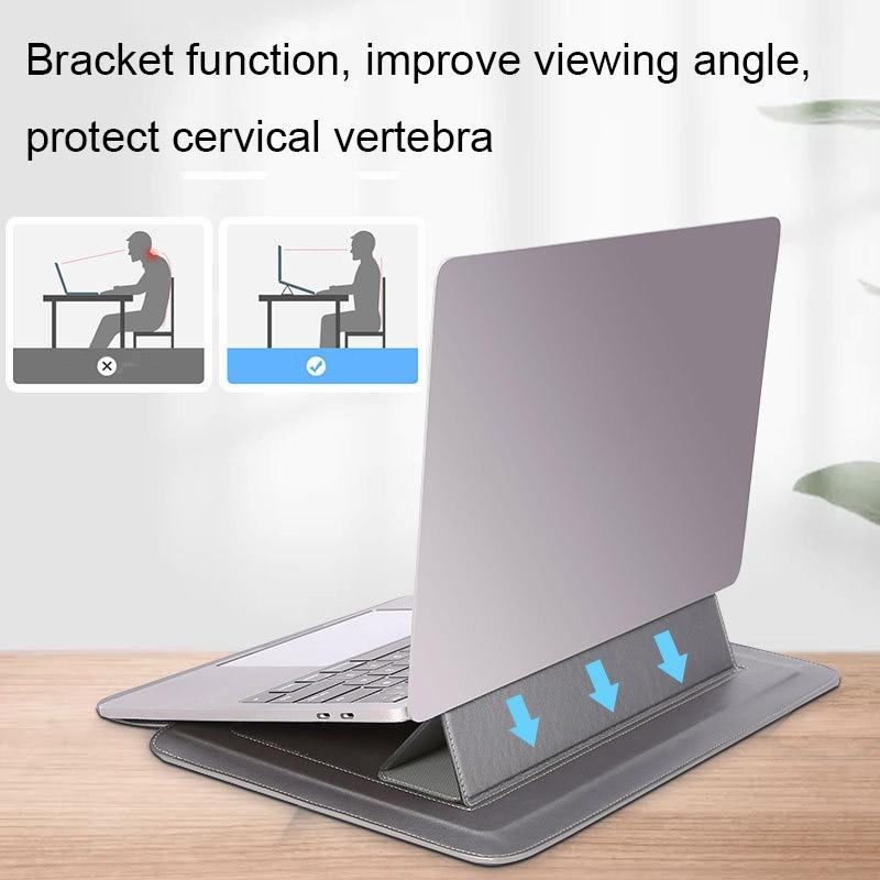 13-Inch Multifunctional Laptop Stand Bag - Black - Gray