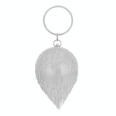 Crystal Tassel Clutch for Weddings and Parties - Black Crystal Bag