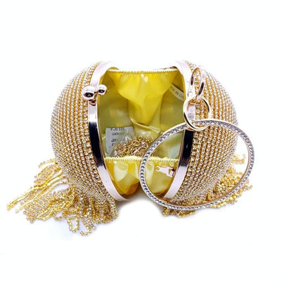 Crystal Tassel Clutch for Weddings and Parties - Black Crystal Bag