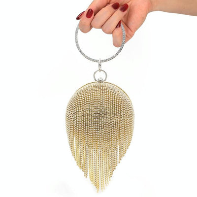 Crystal Tassel Clutch for Weddings and Parties - Black Crystal Bag