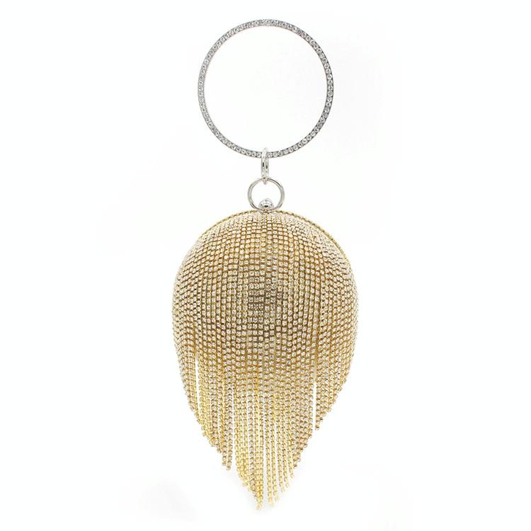 Crystal Tassel Clutch for Weddings and Parties - Black Crystal Bag