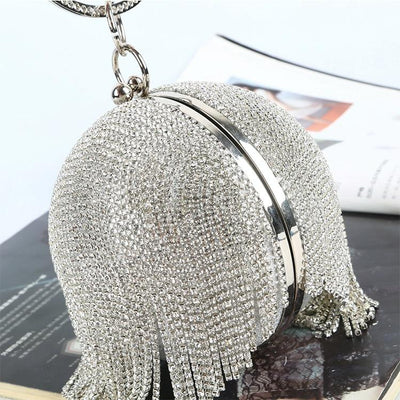Crystal Tassel Clutch for Weddings and Parties - Black Crystal Bag