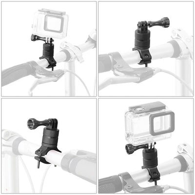 Action Camera Bicycle Mounting Bracket - Aluminum Alloy Clip - Black