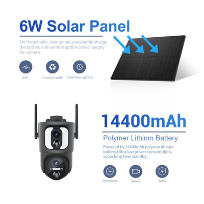 2Mp Solar Wifi Camera With Two-Way Voice & Alarm Recording - Black Binocular