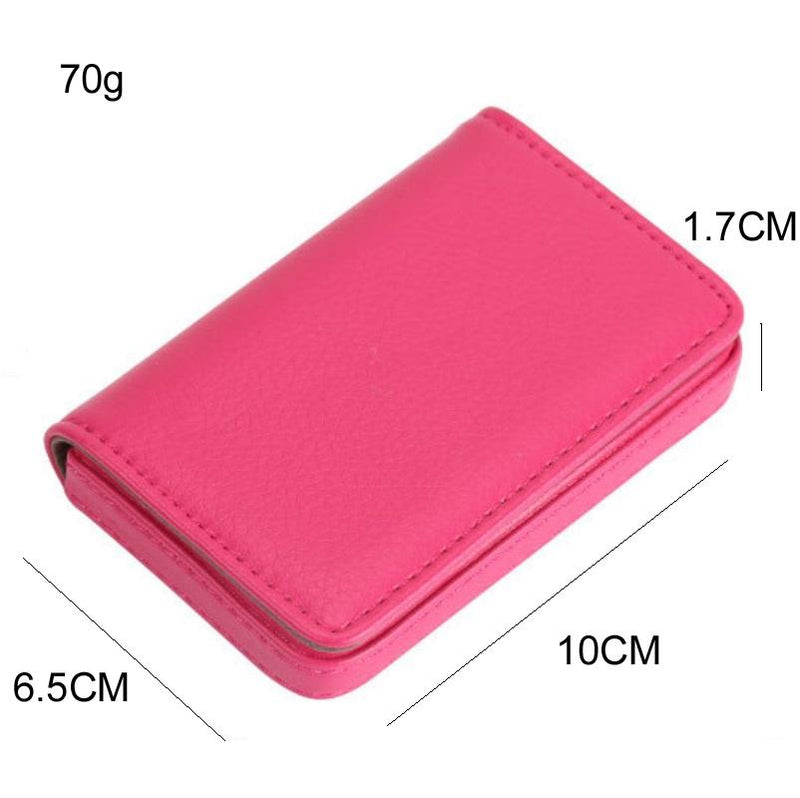 Stainless Steel Magnetic Business Card Holder Pu Leather Case - Red