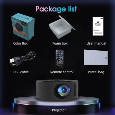 Portable Mini Projector - Hd Led Usb Powered Wired Connection - Black