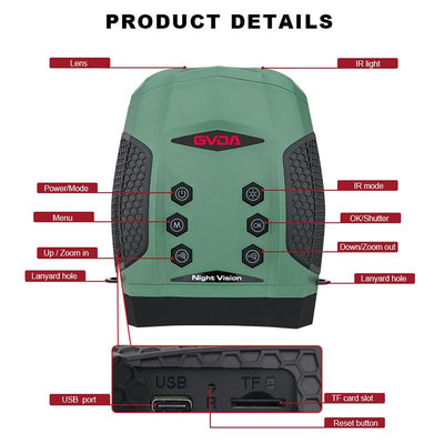 3 Tft Screen Binoculars with 4k Infrared Night Vision - Gd903 - Black