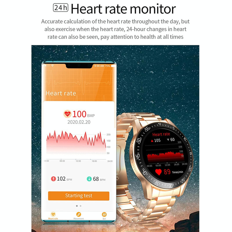 1.3 Inch Full-Fit Round Screen Smart Watch Support Sleep Monitor / Heart Rate Monitor / Temperature Monitoring Black