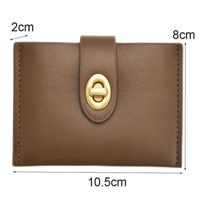 Mini Retro Lock Coin Purse Multi Slot Pu Leather Card Bag - Black