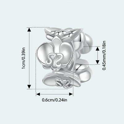 925 Sterling Silver Platinum Butterfly Orchid Flower Beads