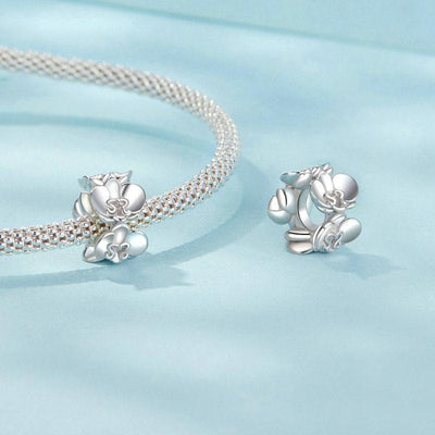 925 Sterling Silver Platinum Butterfly Orchid Flower Beads