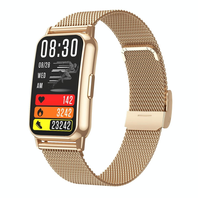 1.47 Inch Steel Strap Ip67 Waterproof Smart Watch Support Heart Rate / Blood Pressure Gold