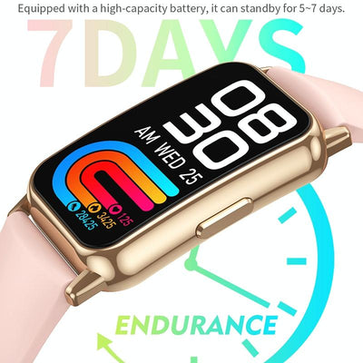 1.47 Inch Steel Strap Ip67 Waterproof Smart Watch Support Heart Rate / Blood Pressure Gold