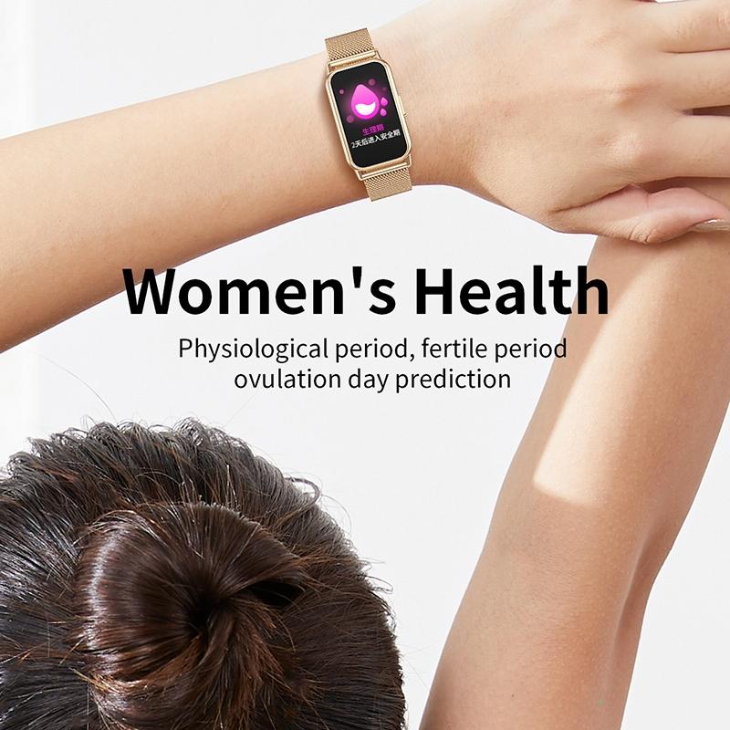 1.47 Inch Steel Strap Ip67 Waterproof Smart Watch Support Heart Rate / Blood Pressure Gold