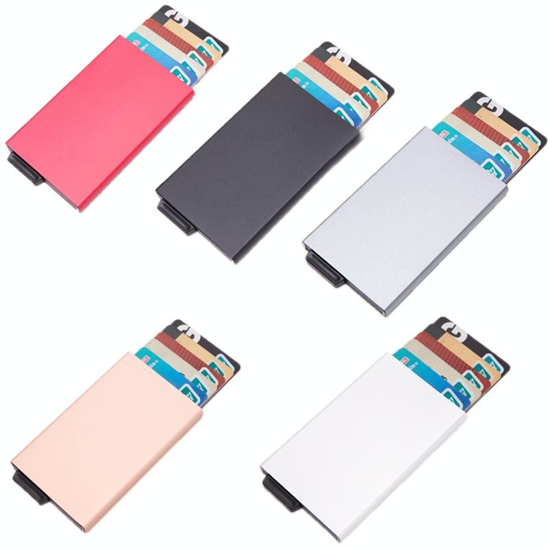 Automatic Eject Rfid Blocking Aluminum Card Wallet - Red