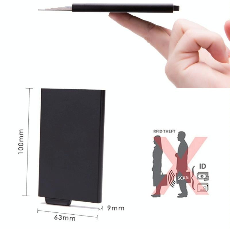 Automatic Eject Rfid Blocking Aluminum Card Wallet - Red