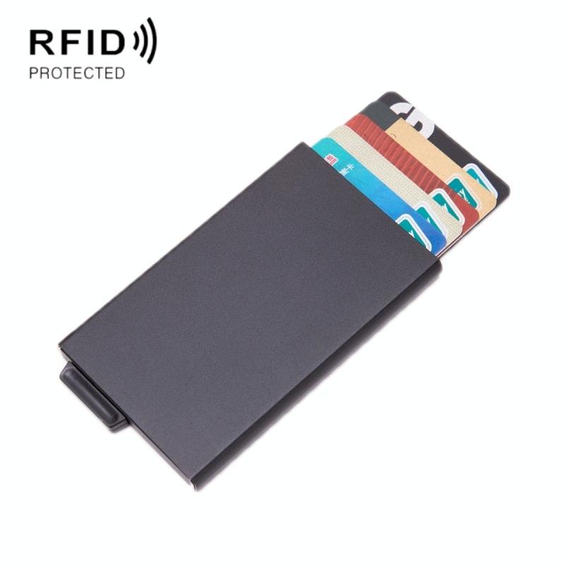 Automatic Eject Rfid Blocking Aluminum Card Wallet - Red