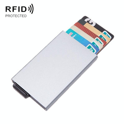 Automatic Eject Rfid Blocking Aluminum Card Wallet - Red
