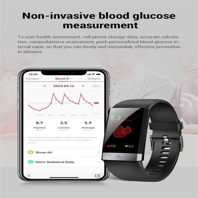 Smart Watch With Heart / Bp / Oxygen / Glucose Monitoring Available - Black