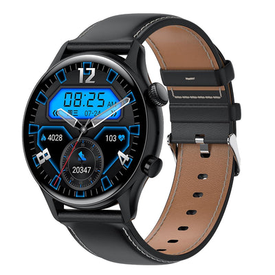 1.36 Inch Amoled Screen Leather Strap Smart Watch Support Nfc Function / Blood Oxygen Monitoring - Gold