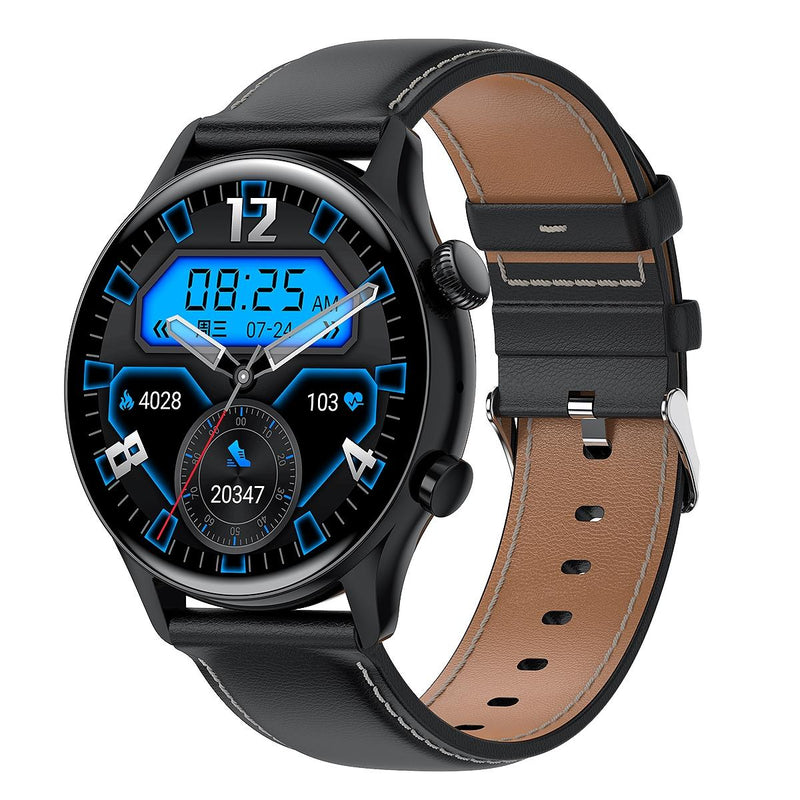 1.36 Inch Amoled Screen Leather Strap Smart Watch Support Nfc Function / Blood Oxygen Monitoring - Gold