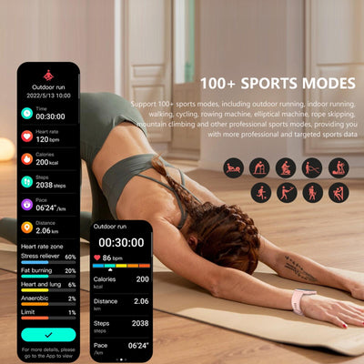 1.83 Inch Bt5.2 Smart Sport Watch Support Bluetooth Call / Sleep / Blood Sugar / Blood Oxygen / Temperature / Heart Rate / Blood Pressure Health Monitor - Black