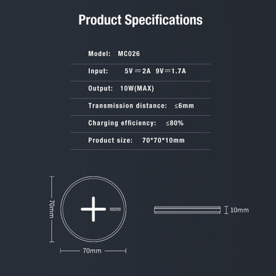Fast Charging Wireless Charger Portable & Button Design