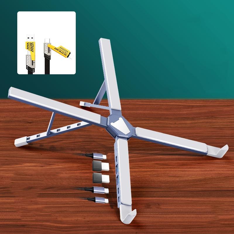 Versatile Laptop Docking Stand with Enhanced Cooling and Folding Design - Silver