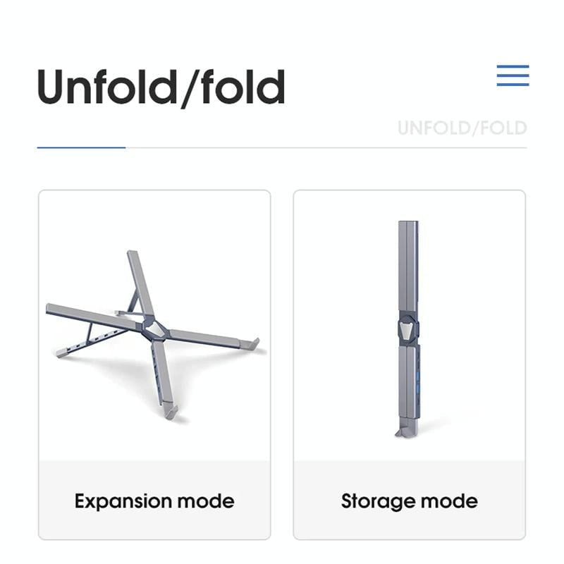 Versatile Laptop Docking Stand with Enhanced Cooling and Folding Design - Silver