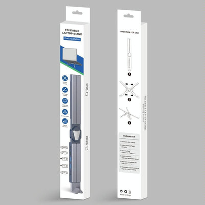 Versatile Laptop Docking Stand with Enhanced Cooling and Folding Design - Silver