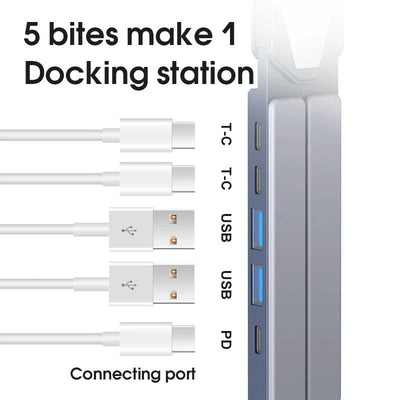 Versatile Laptop Docking Stand with Enhanced Cooling and Folding Design - Silver
