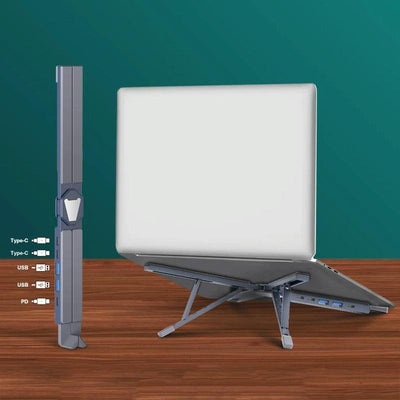 Versatile Laptop Docking Stand with Enhanced Cooling and Folding Design - Silver