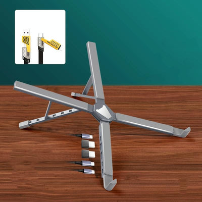 Versatile Laptop Docking Stand with Enhanced Cooling and Folding Design - Silver