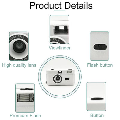 Retro Manual Reusable Film Camera for Kids - no Film - Black + Black