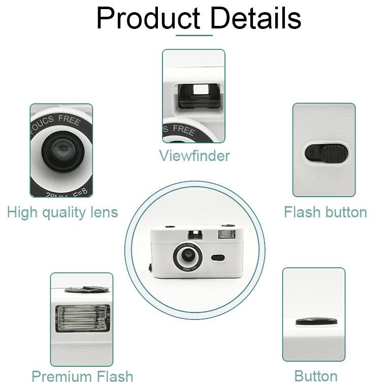 Retro Manual Reusable Film Camera for Kids - no Film - Black + Black