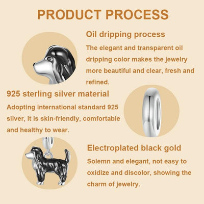 925 Sterling Silver Gold Plated Border Collie Bracelet