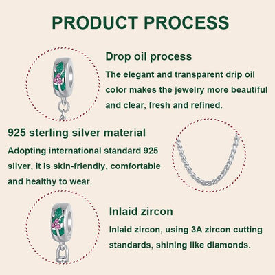 925 Sterling Silver Platinum Plated Leaf Safety Chain Bracelet