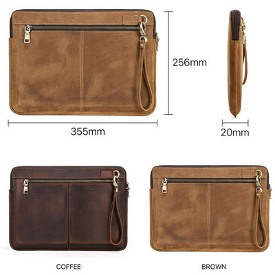 14.2 Inch Leather Laptop Sleeve for Macbook Pro - Black - Brown